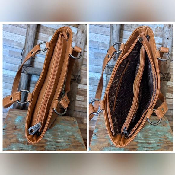 Montana West Embroidered Cross Concho Conceal & Carry Handbag W Studs - Picture 11 of 15